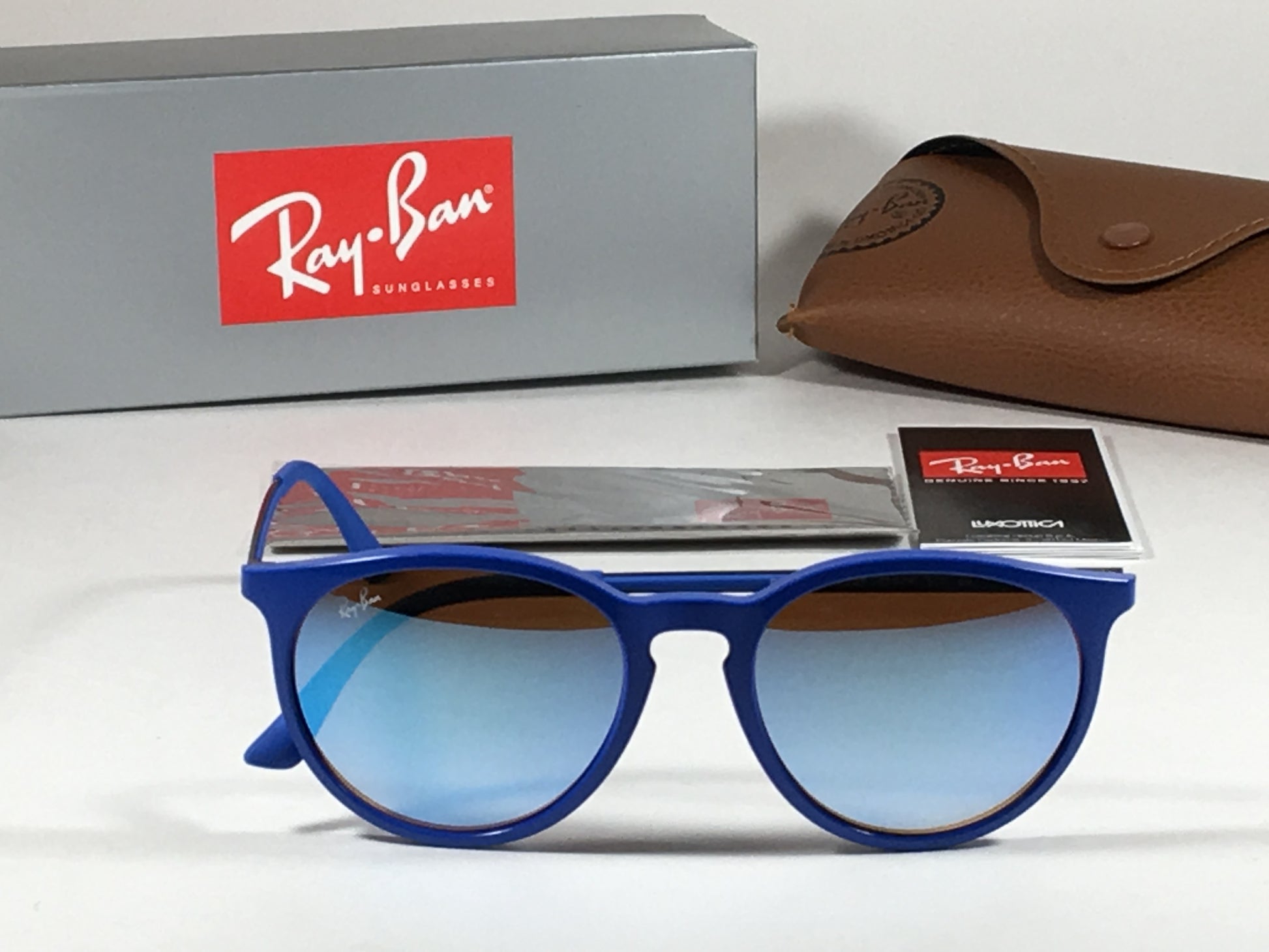 Ray-Ban Round Phantos Wayfarer Sunglasses Metal Blue Flash Rb4274 6260/b7 - Sunglasses