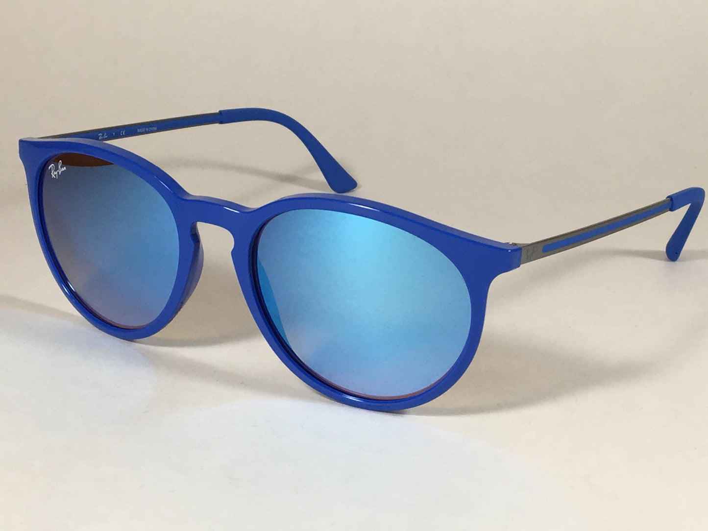 Ray-Ban Round Phantos Wayfarer Sunglasses Metal Blue Flash Rb4274 6260/b7 - Sunglasses