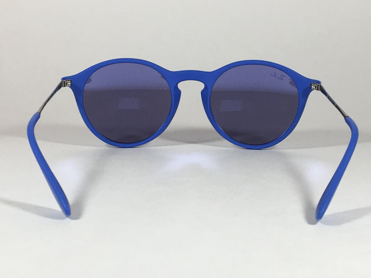 Ray-Ban Round Phantos Sunglasses Matte Blue Frame Gray Flash Lens Rb4243 6263/1U - Sunglasses