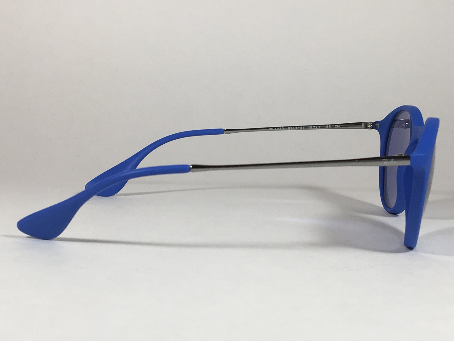 Ray-Ban Round Phantos Sunglasses Matte Blue Frame Gray Flash Lens Rb4243 6263/1U - Sunglasses