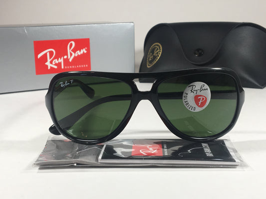 Ray-Ban Polarized Turbo Aviator Sunglasses Black Propionate Frame Green Lens Men Rb4162 601/2P - Sunglasses