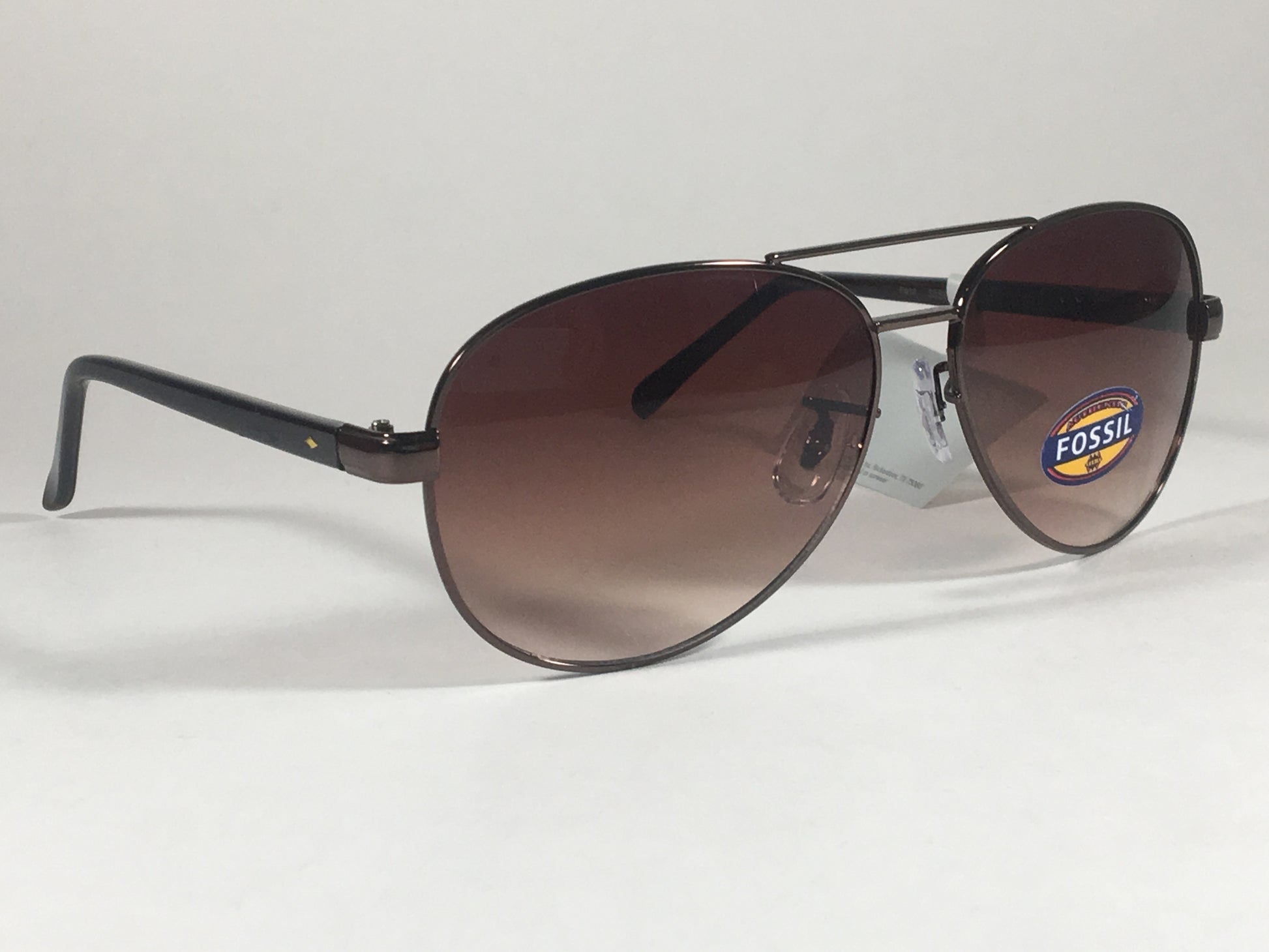 Fossil Aviator Sunglasses Dark Brown Frame Brown Gradient Lens Pilot Fw12 - Sunglasses
