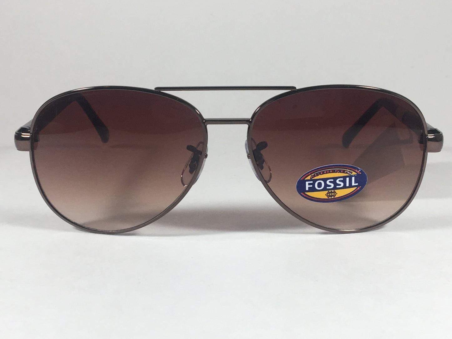 Fossil Aviator Sunglasses Dark Brown Frame Brown Gradient Lens Pilot Fw12 - Sunglasses