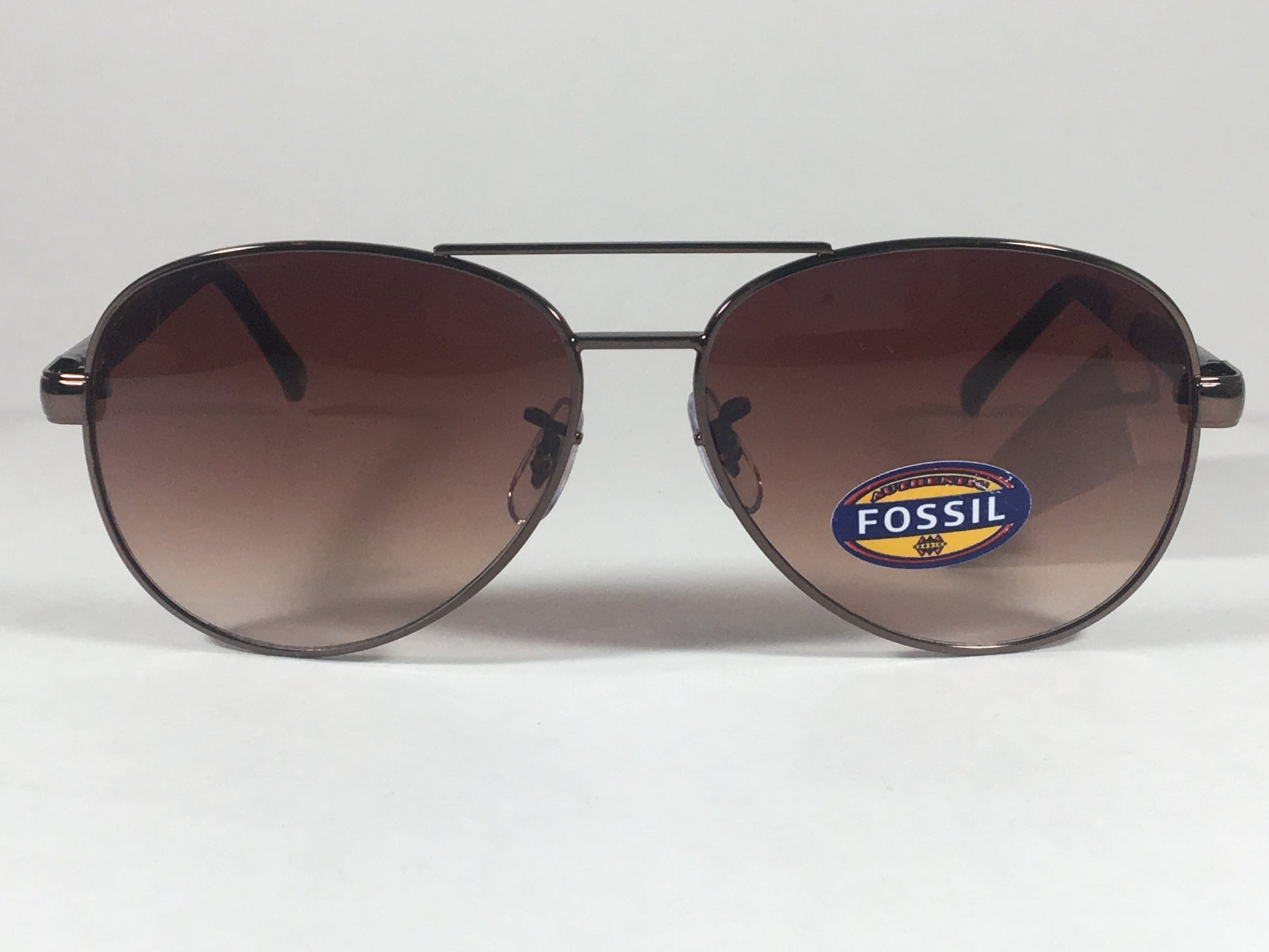 Fossil Aviator Sunglasses Dark Brown Frame Brown Gradient Lens Pilot Fw12 - Sunglasses