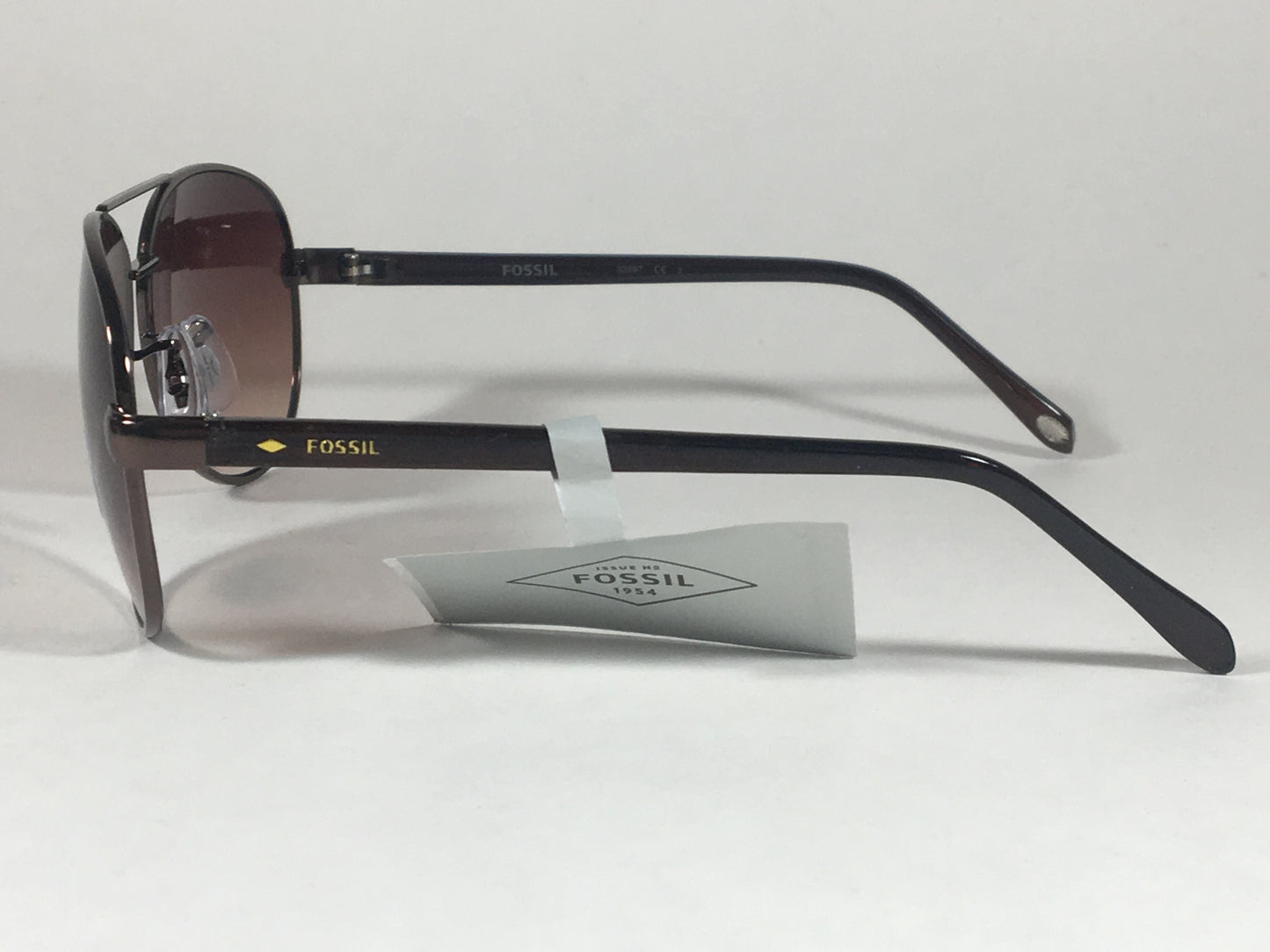 Fossil Aviator Sunglasses Dark Brown Frame Brown Gradient Lens Pilot Fw12 - Sunglasses
