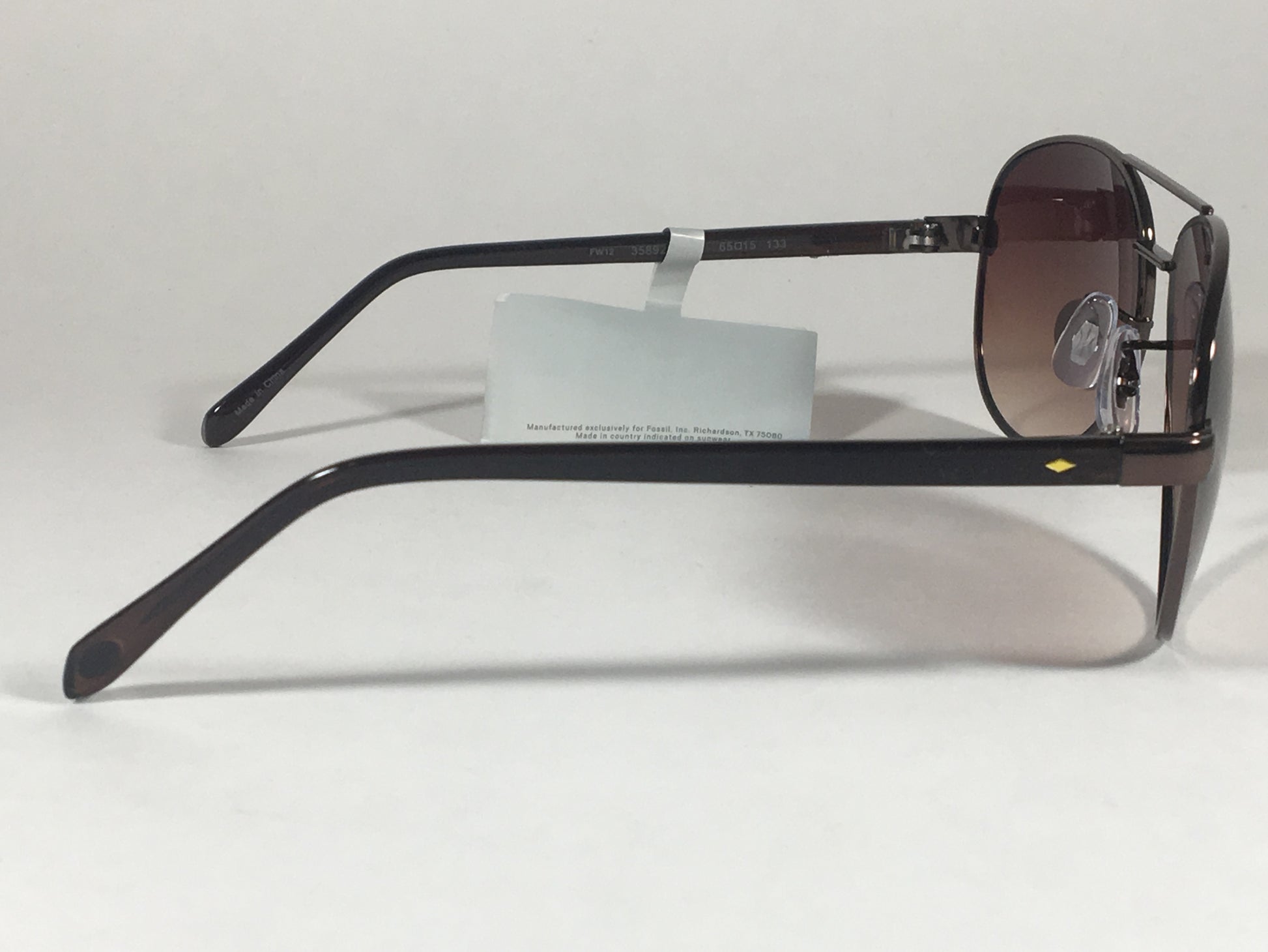 Fossil Aviator Sunglasses Dark Brown Frame Brown Gradient Lens Pilot Fw12 - Sunglasses