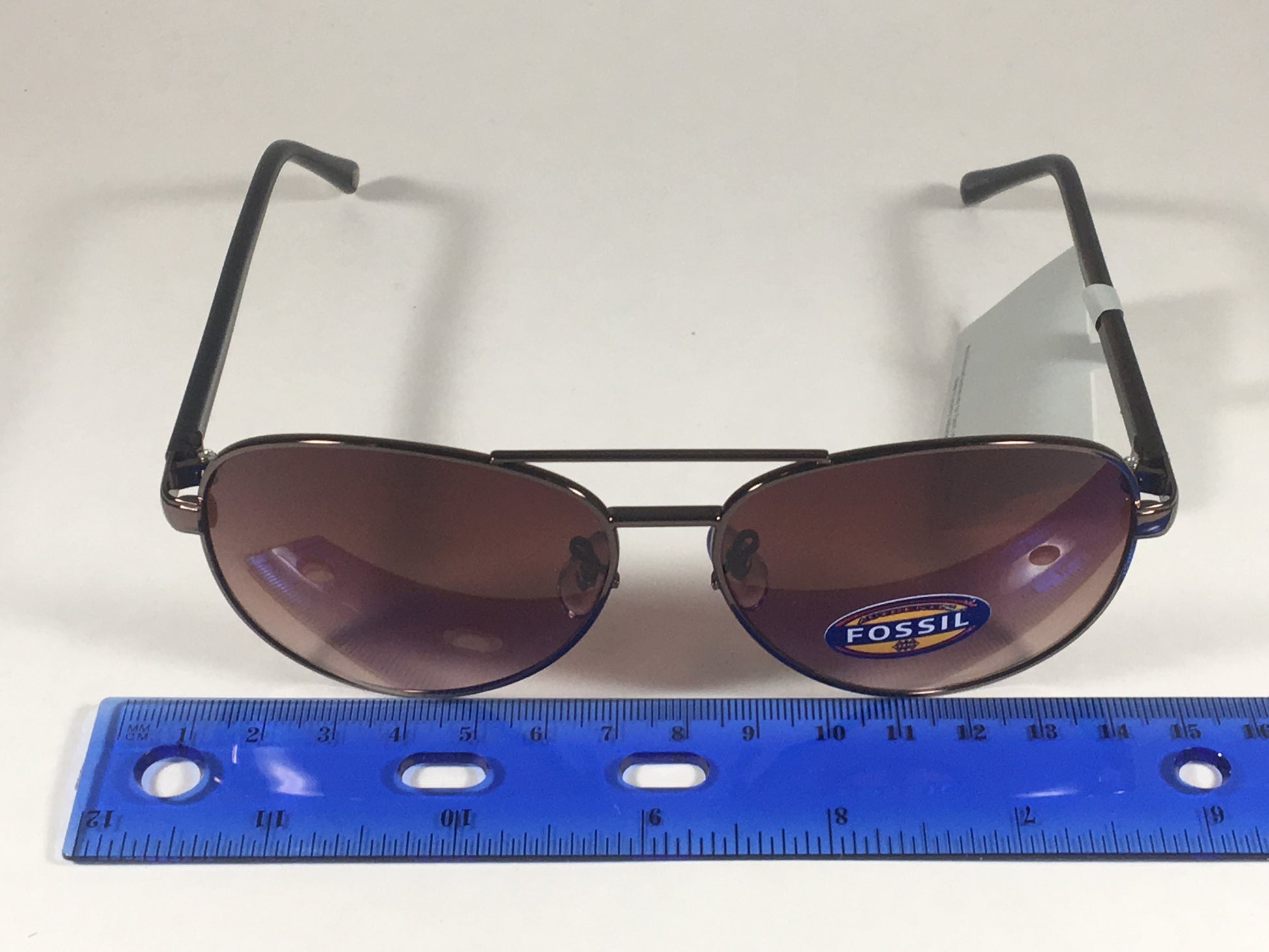 Fossil Aviator Sunglasses Dark Brown Frame Brown Gradient Lens Pilot Fw12 - Sunglasses