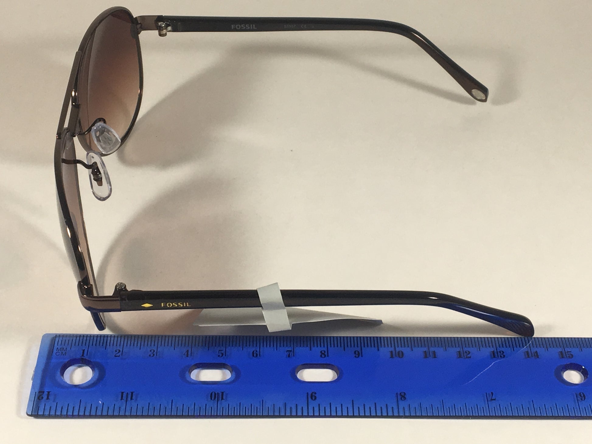 Fossil Aviator Sunglasses Dark Brown Frame Brown Gradient Lens Pilot Fw12 - Sunglasses