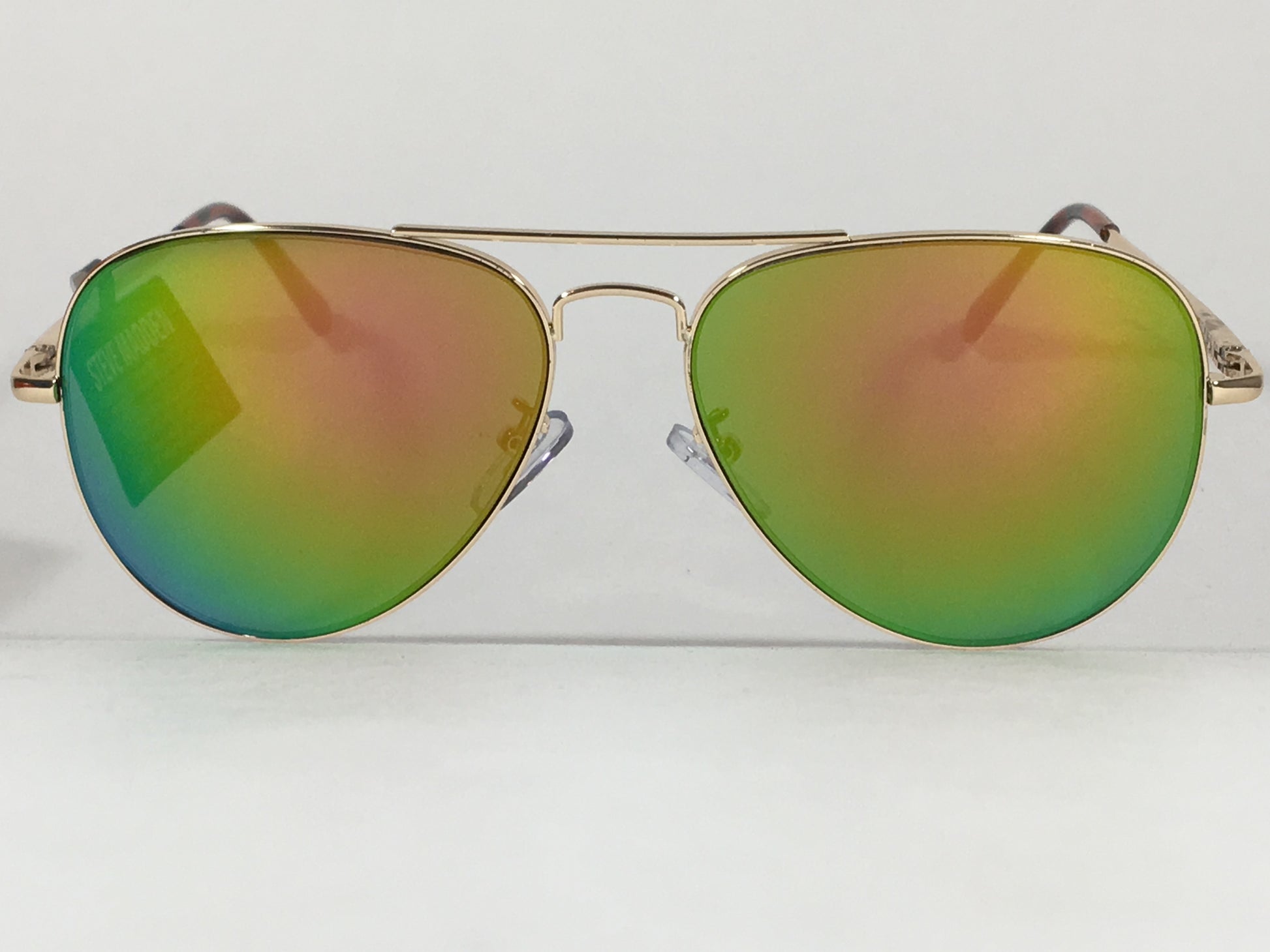 Steve Madden Aviator Sunglasses Gold Frame Green Pink Orange Mirror Sm472101 Gldpn - Sunglasses