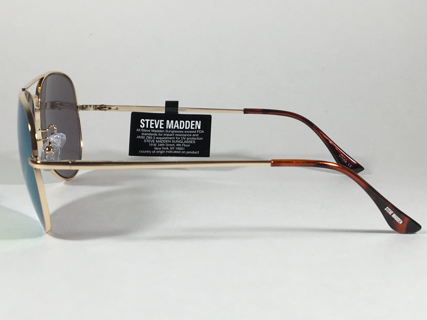 Steve Madden Aviator Sunglasses Gold Frame Green Pink Orange Mirror Sm472101 Gldpn - Sunglasses