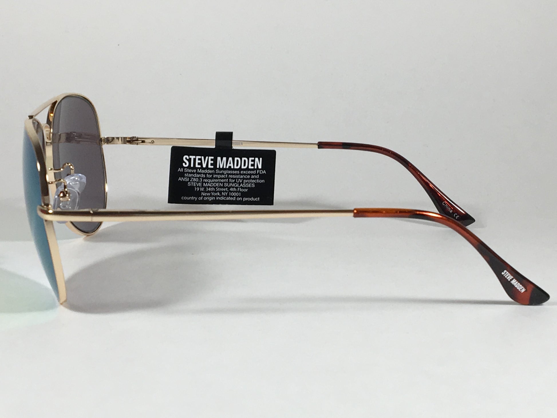 Steve Madden Aviator Sunglasses Gold Frame Green Pink Orange Mirror Sm472101 Gldpn - Sunglasses