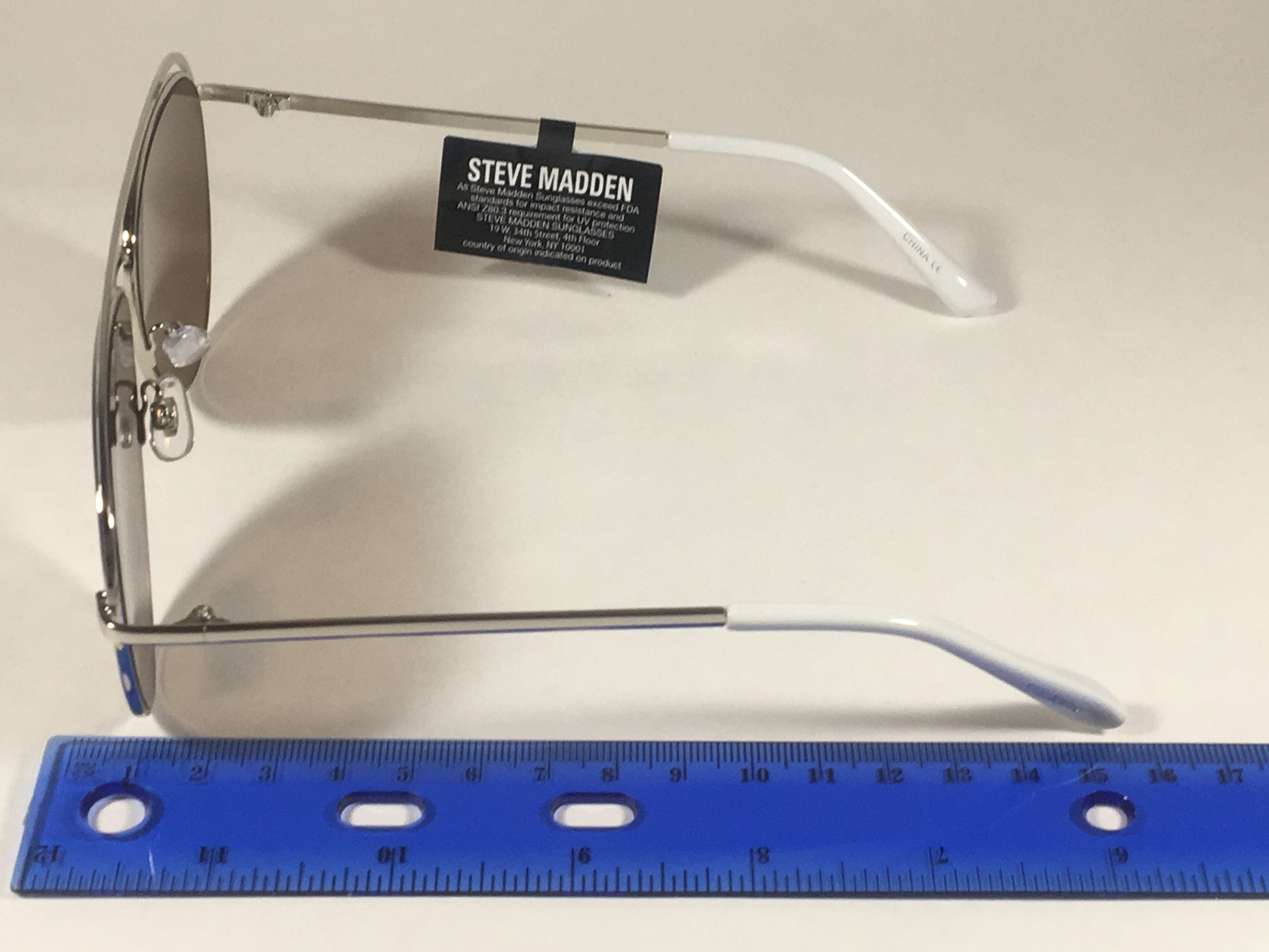 Steve Madden Aviator Sunglasses Top Bar Silver White Frame Brown Lens Sm482116 White - Sunglasses