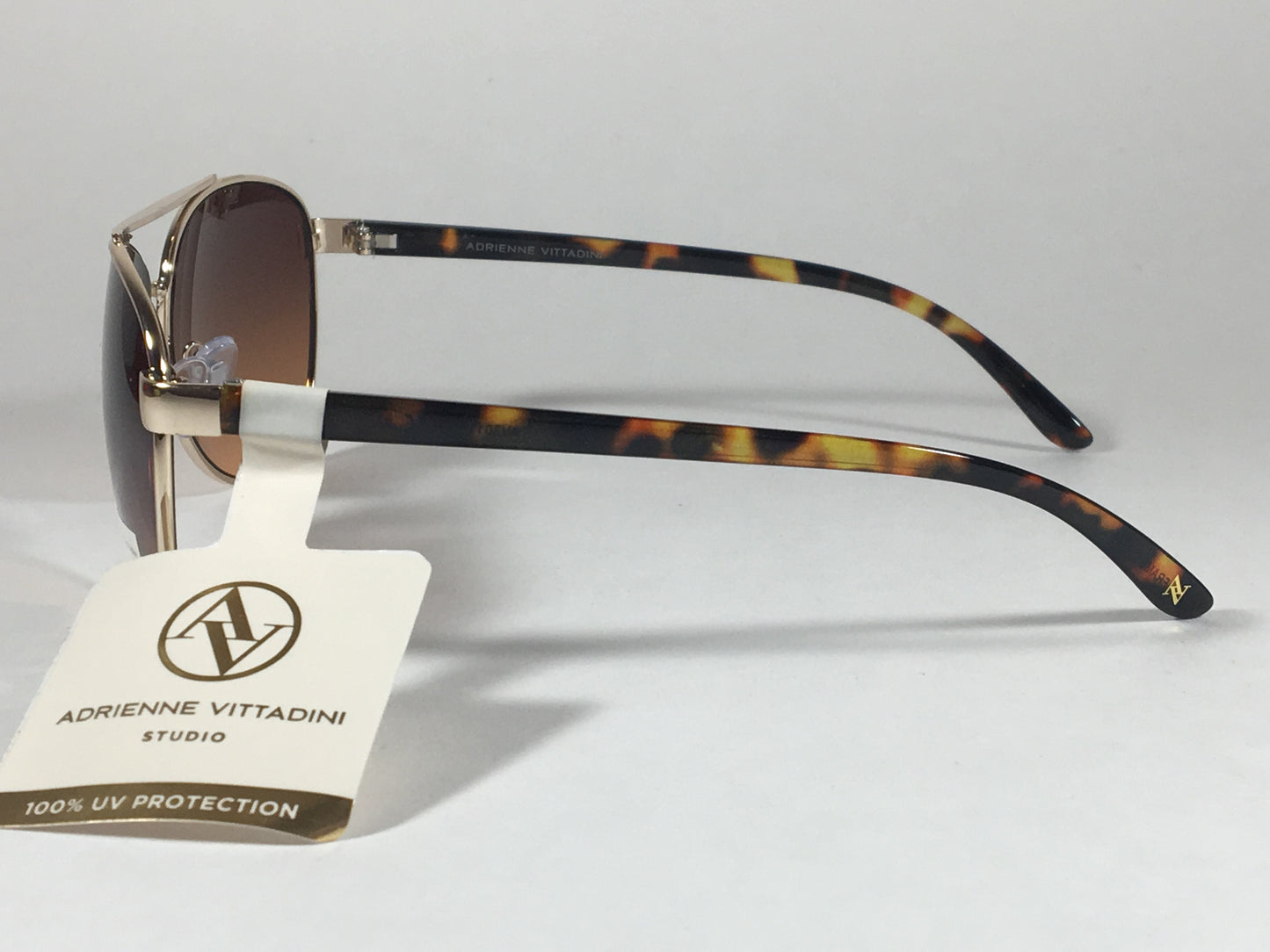 Adrienne Vittadini Womens Aviator Sunglasses Gold Tortoise Brown Gradient Lens Av3011 770 - Sunglasses
