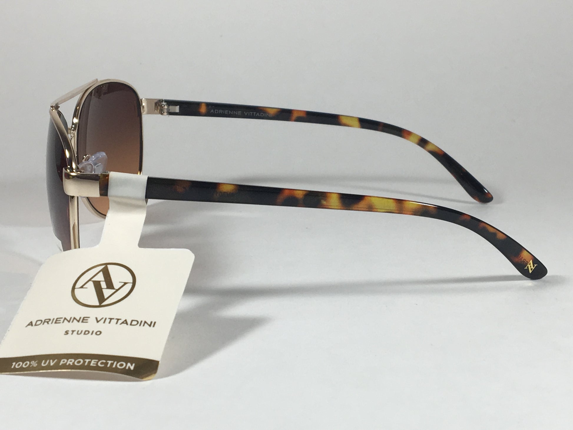 Adrienne Vittadini Womens Aviator Sunglasses Gold Tortoise Brown Gradient Lens Av3011 770 - Sunglasses