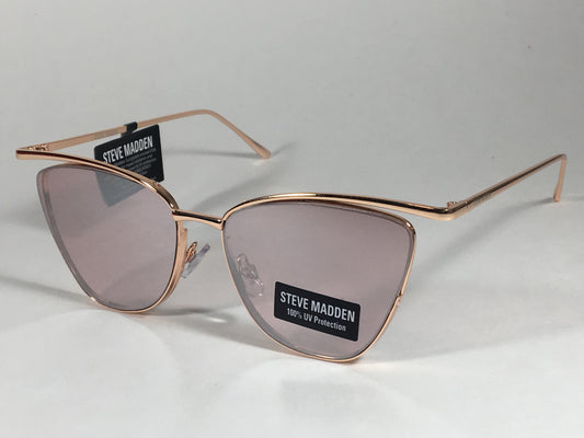 Steve Madden Brooklyn Cat Eye Sunglasses Rose Gold Metal Frame Silver Mirror Lens Sm889124 Rsg - Sunglasses