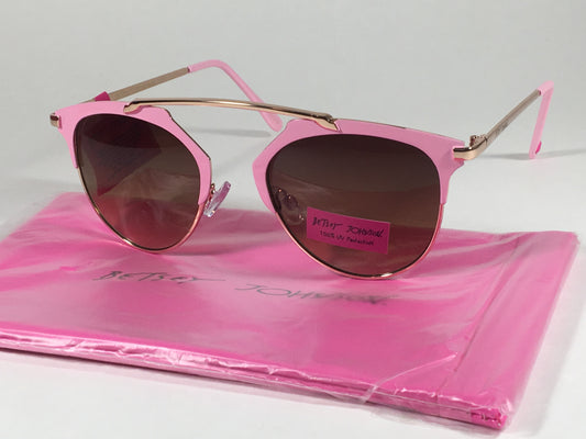Betsey Johnson Womens Brow Sunglasses Gold Pink Brown Gradient Retro Bj475114 - Sunglasses