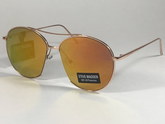 Steve Madden Aviator Pilot Sunglasses Rose Gold Orange Mirror Wedge Slice Sm482107 Rose - Sunglasses