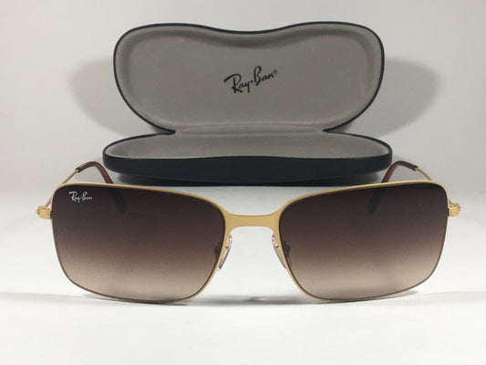Ray-Ban Highstreet Navigator Sunglasses Rb3514 149/13 Rectangle Gold Wire Brown Lens - Sunglasses