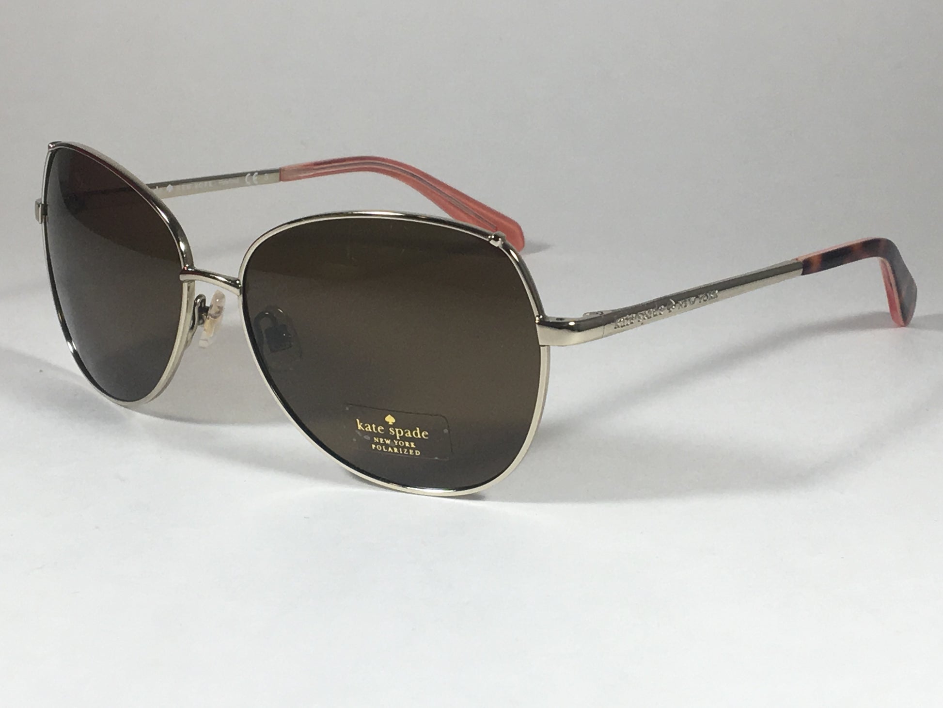 Kate Spade Polarized Candida 03Yg Vw Pilot Sunglasses Womens Silver Aviator Brown Lens - Sunglasses