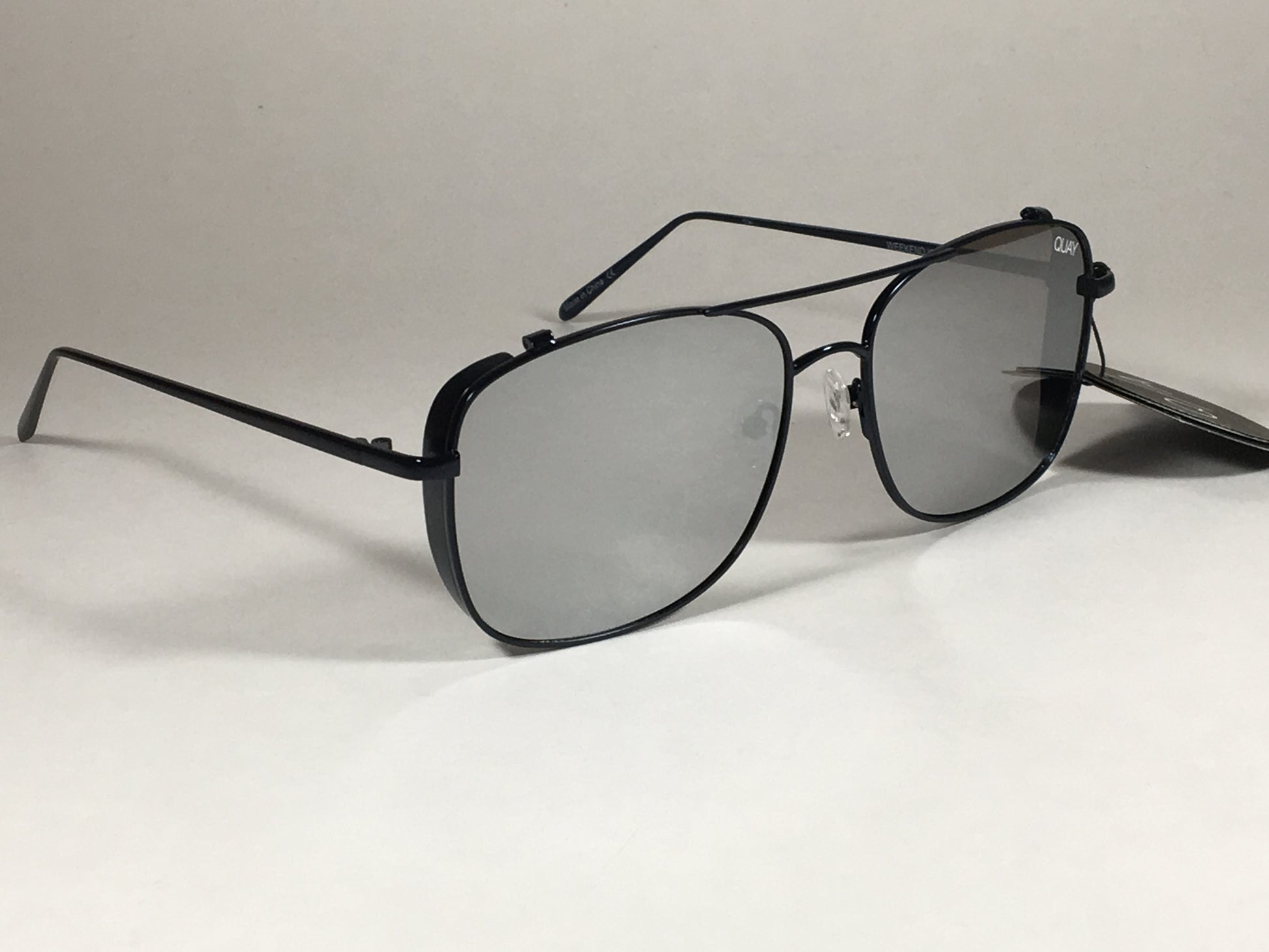 Quay Weekend Warrior Pilot Sunglasses Aviator Dark Navy Metal Silver Mirror Lens Qm000198 Nvy/slv - Sunglasses