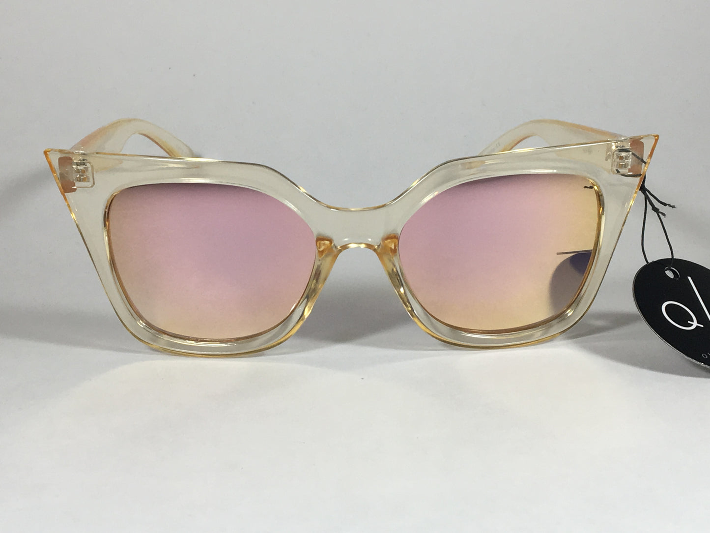 Quay Harper Sunglasses Cat Eye Clear Gold Plastic Gold Pink Mirror Lens Qw000157 Gold/gold - Sunglasses