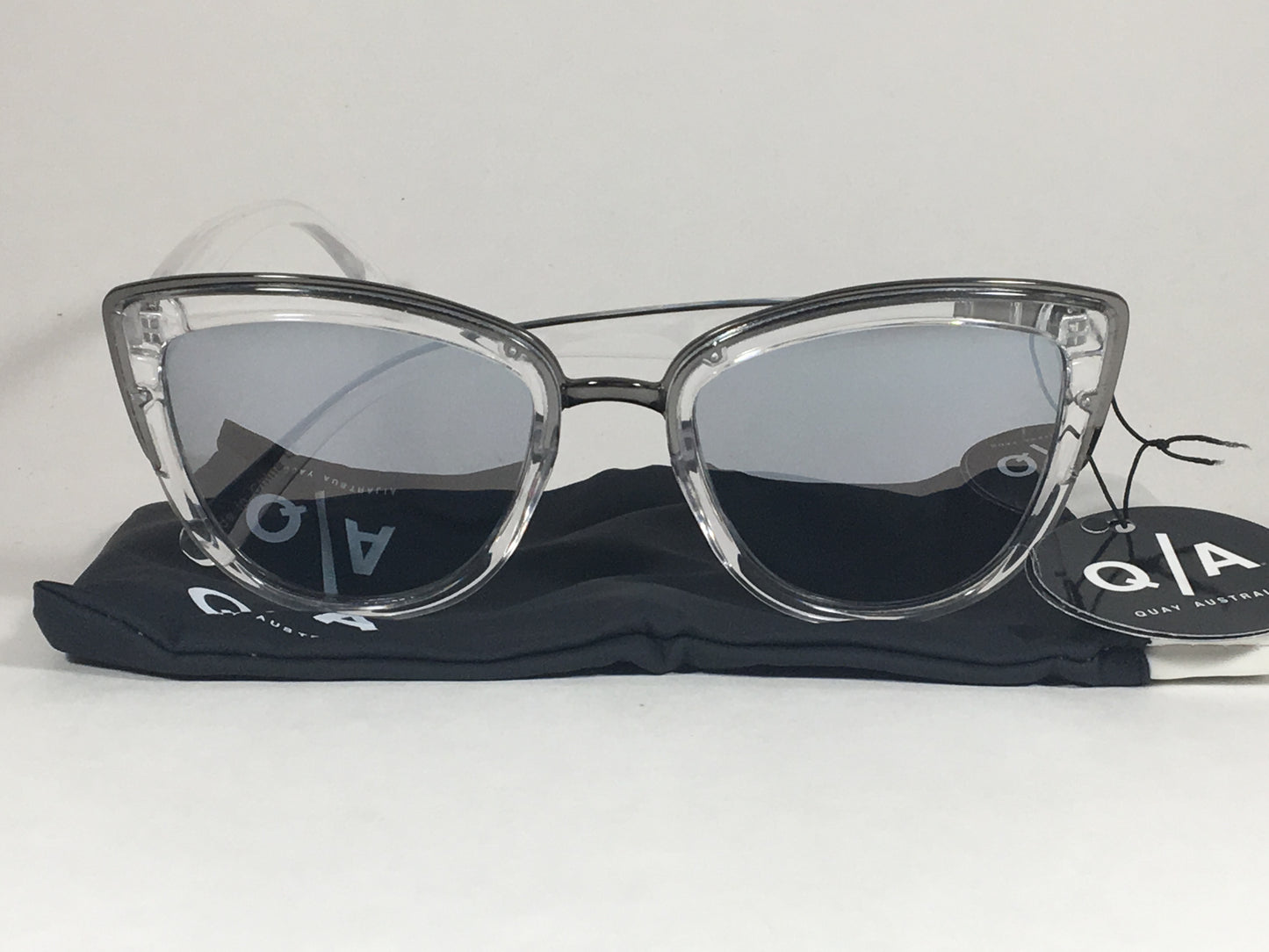 Quay My Girl Sunglasses Cat Eye Clear Crystal Silver Gray Mirror Lens Qw000065 Clr/slv - Sunglasses