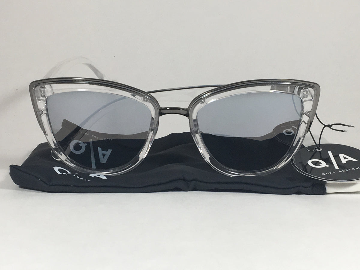 Quay My Girl Sunglasses Cat Eye Clear Crystal Silver Gray 