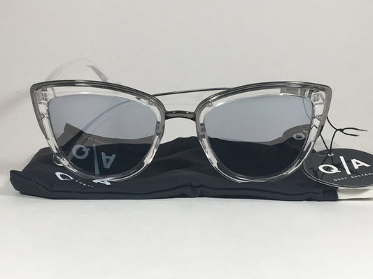 Quay My Girl Sunglasses Cat Eye Clear Crystal Silver Gray Mirror Lens Qw000065 Clr/slv - Sunglasses
