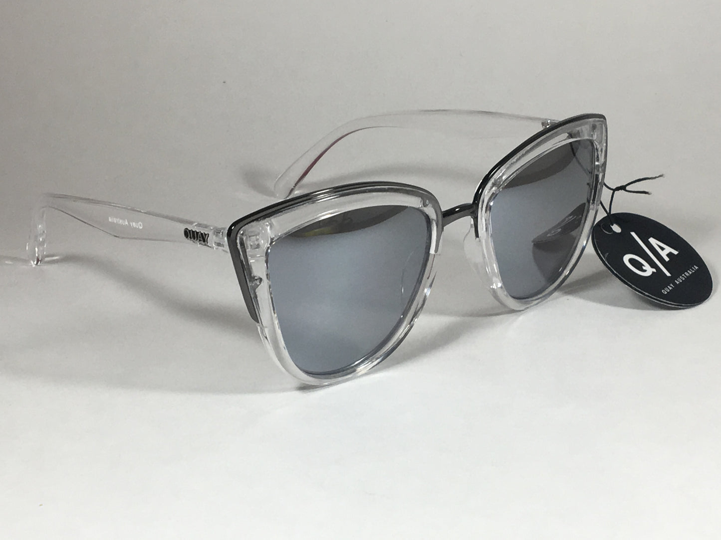Quay My Girl Sunglasses Cat Eye Clear Crystal Silver Gray Mirror Lens Qw000065 Clr/slv - Sunglasses