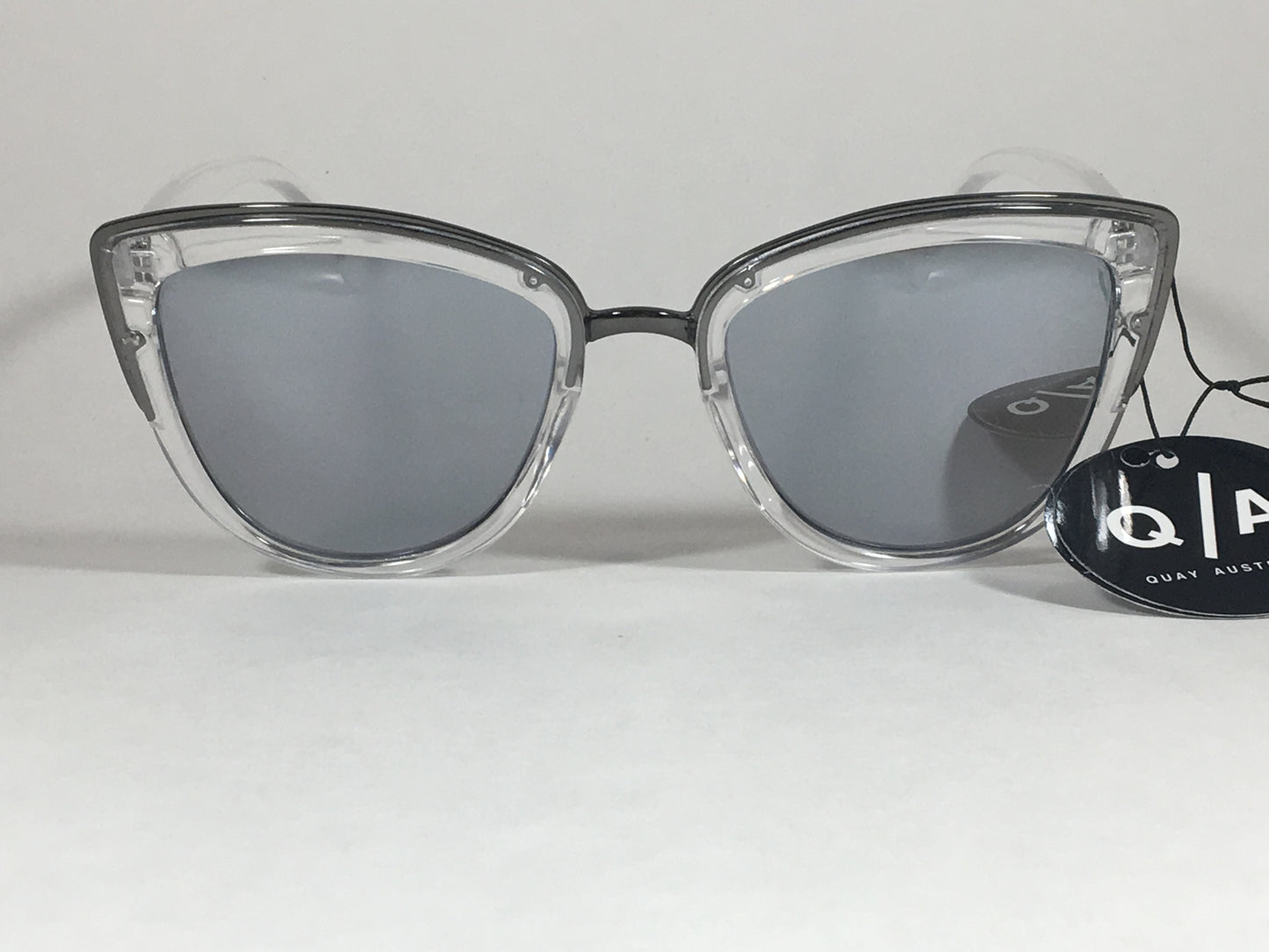 Quay My Girl Sunglasses Cat Eye Clear Crystal Silver Gray Mirror Lens Qw000065 Clr/slv - Sunglasses