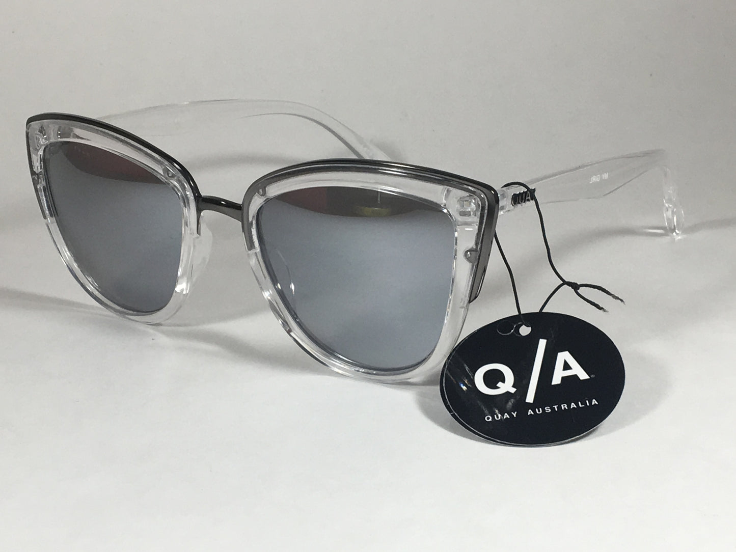 Quay My Girl Sunglasses Cat Eye Clear Crystal Silver Gray Mirror Lens Qw000065 Clr/slv - Sunglasses
