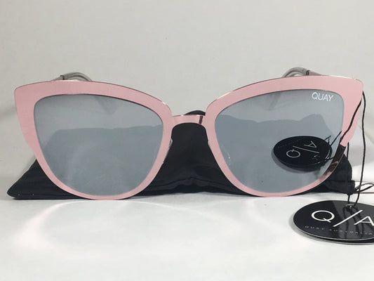 Quay Super Girl Sunglasses Large Cat Eye Shiny Pink Metal Silver Mirror Lens Qw000138 Pnk/slv - Sunglasses
