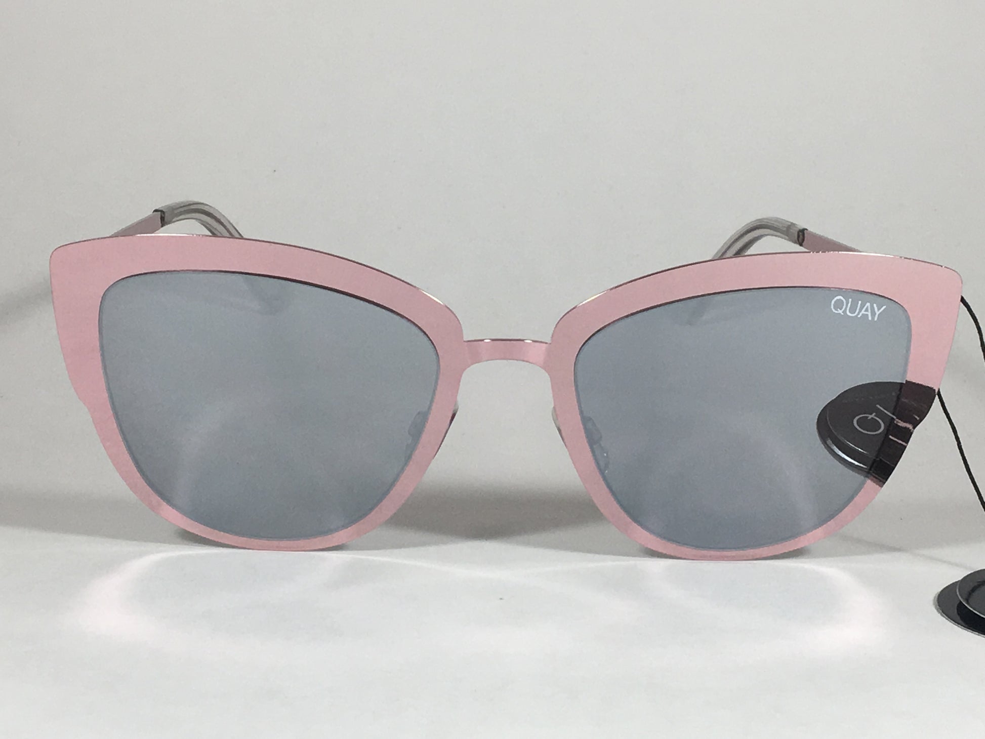 Quay Super Girl Sunglasses Large Cat Eye Shiny Pink Metal Silver Mirror Lens Qw000138 Pnk/slv - Sunglasses