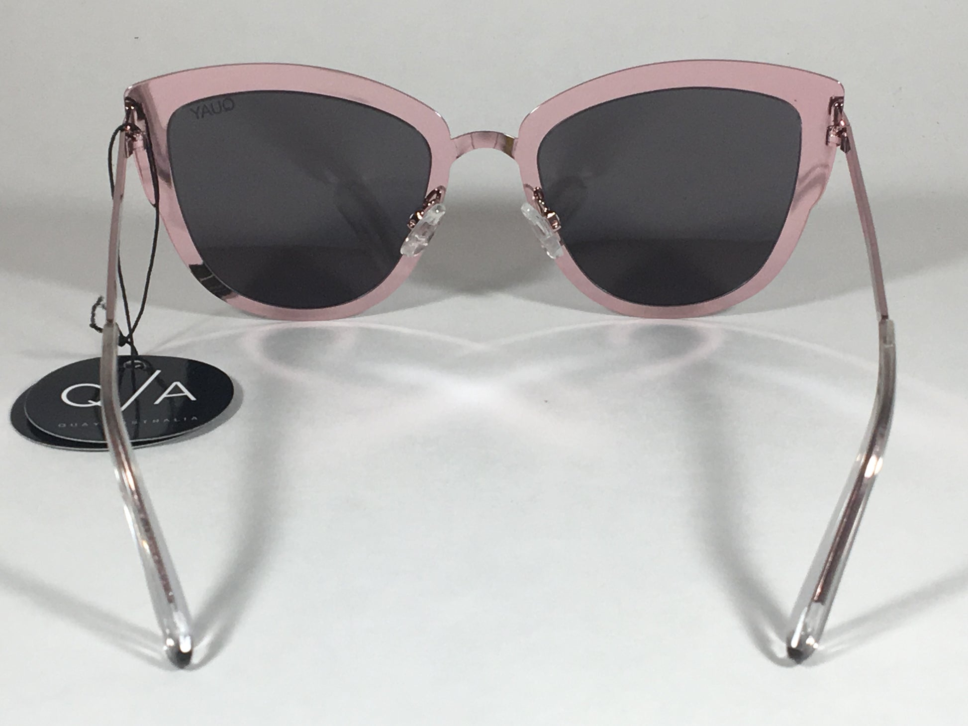 Quay Super Girl Sunglasses Large Cat Eye Shiny Pink Metal Silver Mirror Lens Qw000138 Pnk/slv - Sunglasses