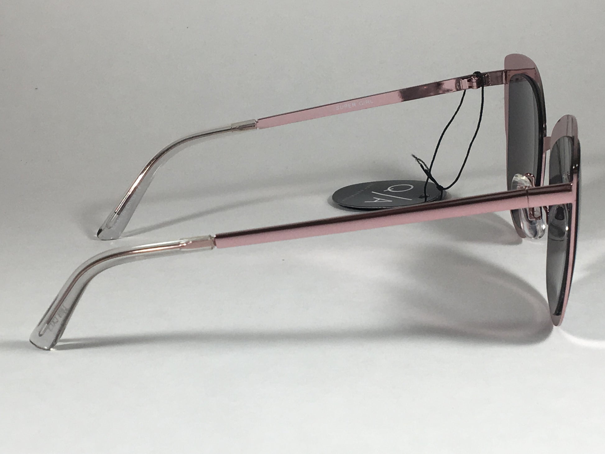Quay Super Girl Sunglasses Large Cat Eye Shiny Pink Metal Silver Mirror Lens Qw000138 Pnk/slv - Sunglasses