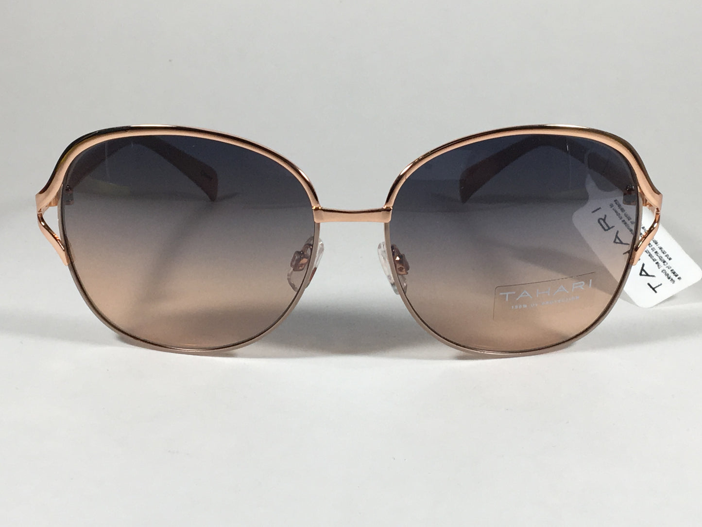 Tahari Butterfly Round Sunglasses Rose Gold Nude Blue Gradient Lens Th699 Ndrgd - Sunglasses