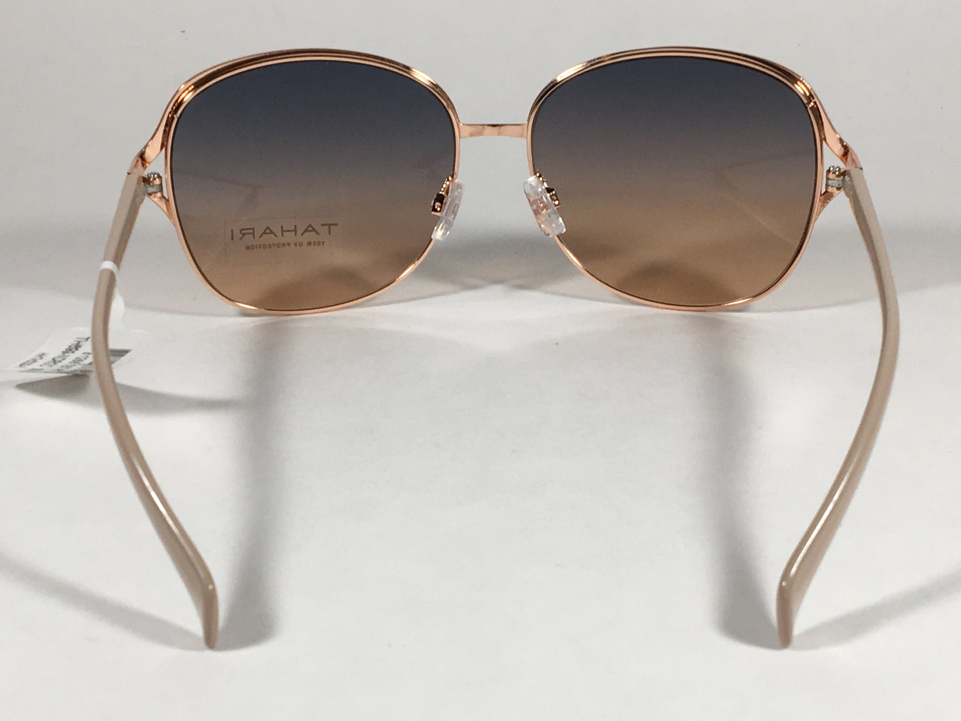 Tahari Butterfly Round Sunglasses Rose Gold Nude Blue Gradient Lens Th699 Ndrgd - Sunglasses