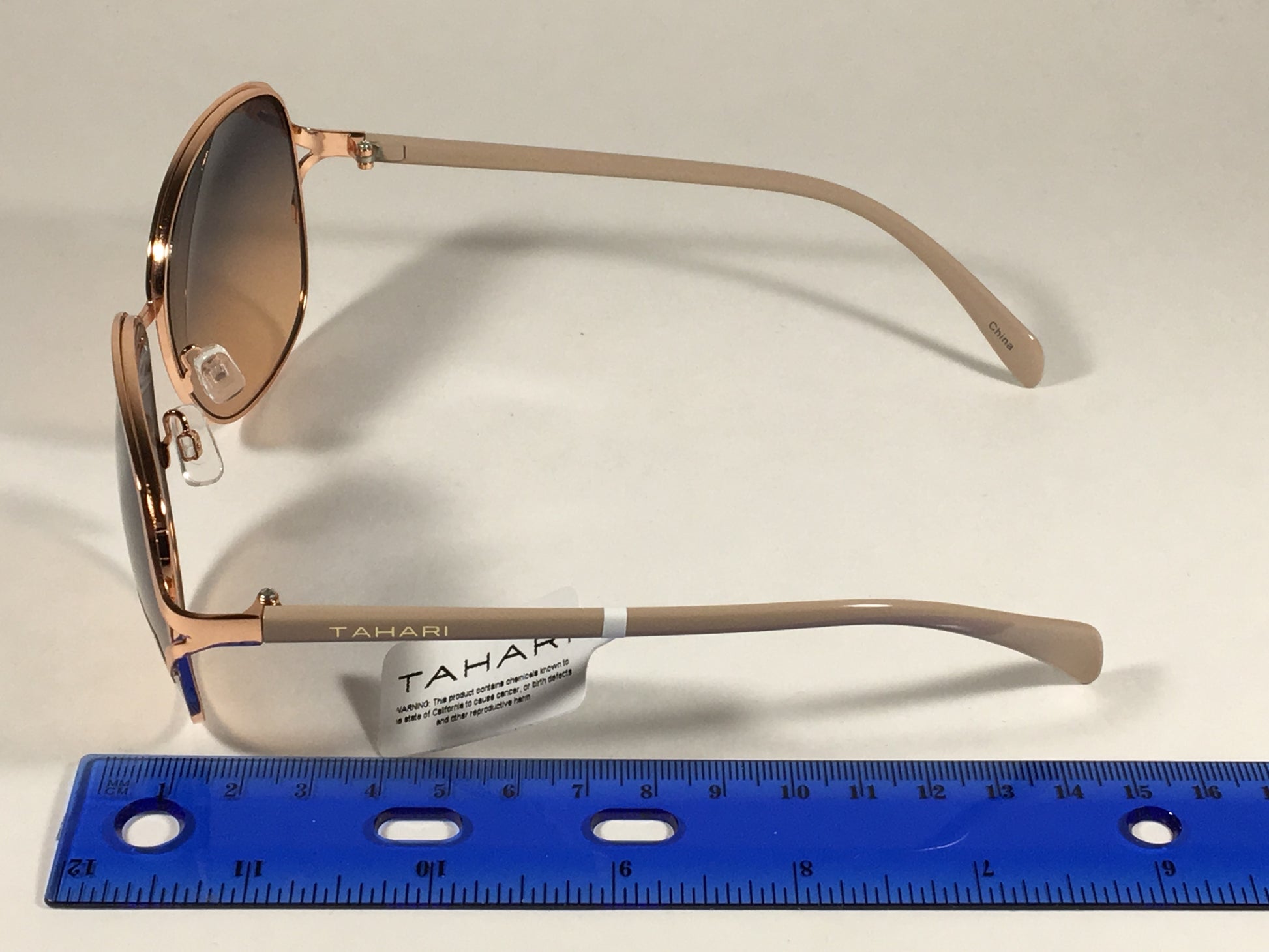 Tahari Butterfly Round Sunglasses Rose Gold Nude Blue Gradient Lens Th699 Ndrgd - Sunglasses