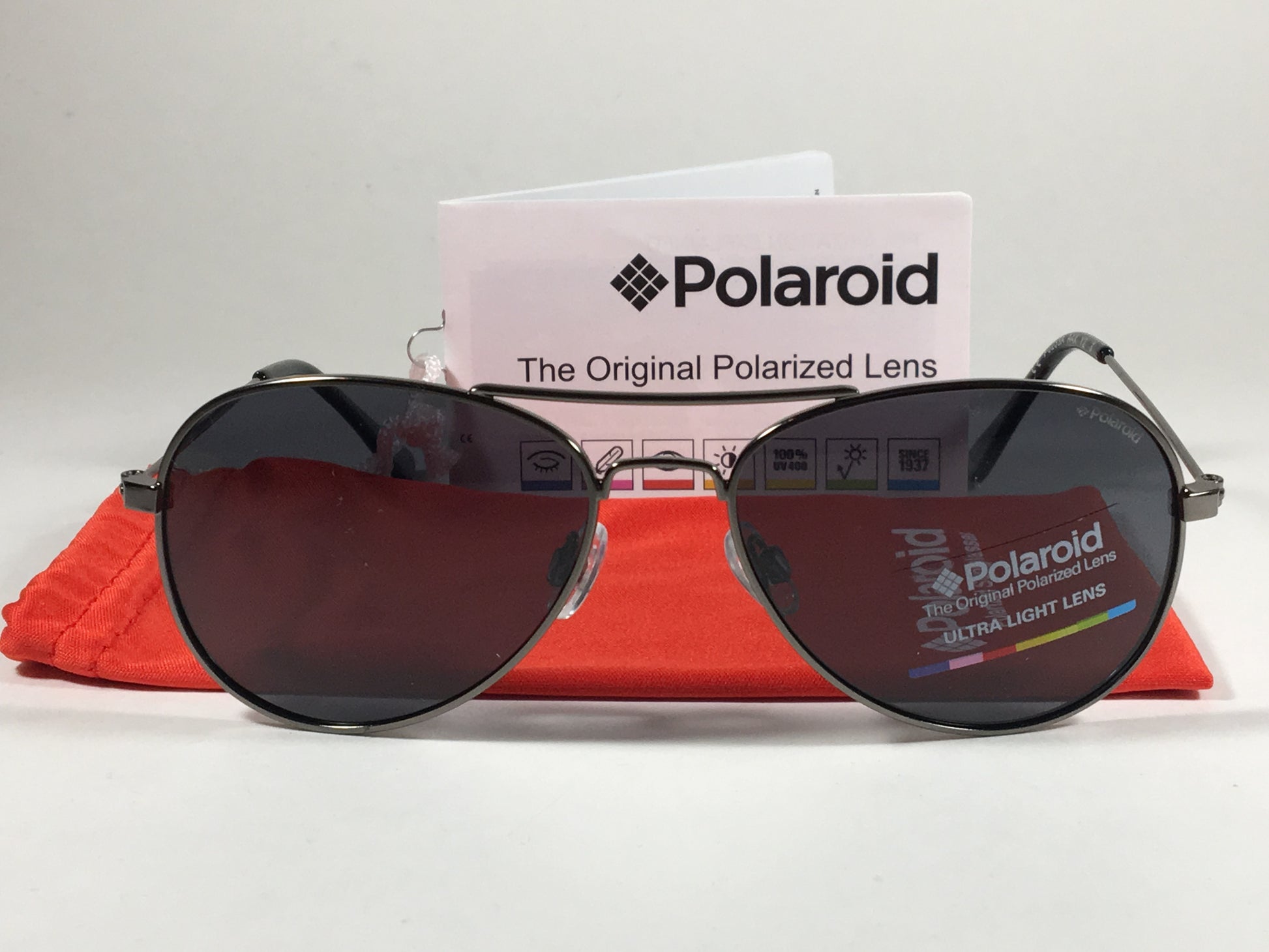 Polaroid Polarized Aviator Pilot Sunglasses Gunmetal Gray Metal Wire P0233A A4X Gun 56Mm - Sunglasses