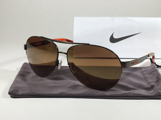 Nike Vintage 84 Aviator Pilot Sunglasses Ev0636 203 501 Brown Mirror Lens Gray Orange - Sunglasses