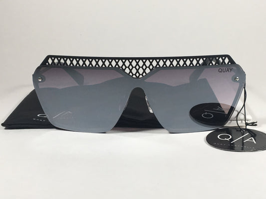 Quay Australia Hall Of Fame Shield Sunglasses Black Metal Gray Mirror Lens Womens Qw000179 - Sunglasses