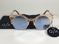 Quay Australia Fleur Sunglasses Round Cat Eye Rose Gold Metal Frame Li