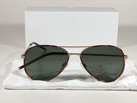 Polaroid Polarized Aviator Pilot Sunglasses Matte Gold Brown Tortoise Green Lens Pld1020S Aozrc - Sunglasses