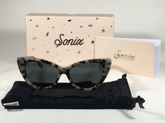 Sonix Kyoto 501-26-011 Sunglasses Womens Cat Eye Milk Tortoise Frame Black Solid Lens - Sunglasses