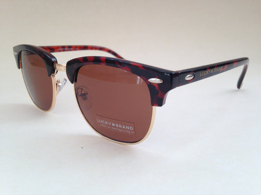 Lucky Brand Mens Club Sunglasses D901 Square Horn Rim Brown Tortoise Gold New - Sunglasses