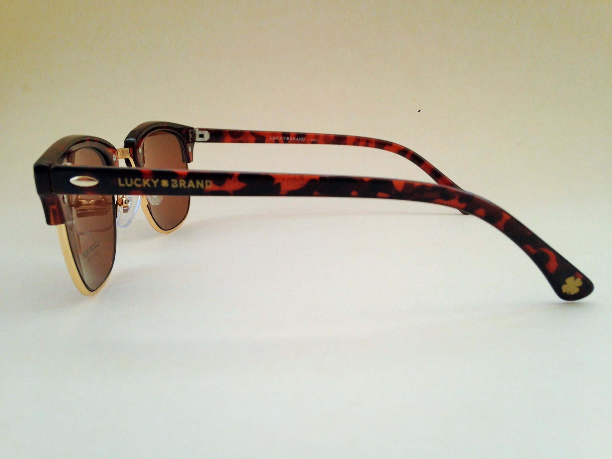 Lucky Brand Mens Club Sunglasses D901 Square Horn Rim Brown Tortoise Gold New - Sunglasses