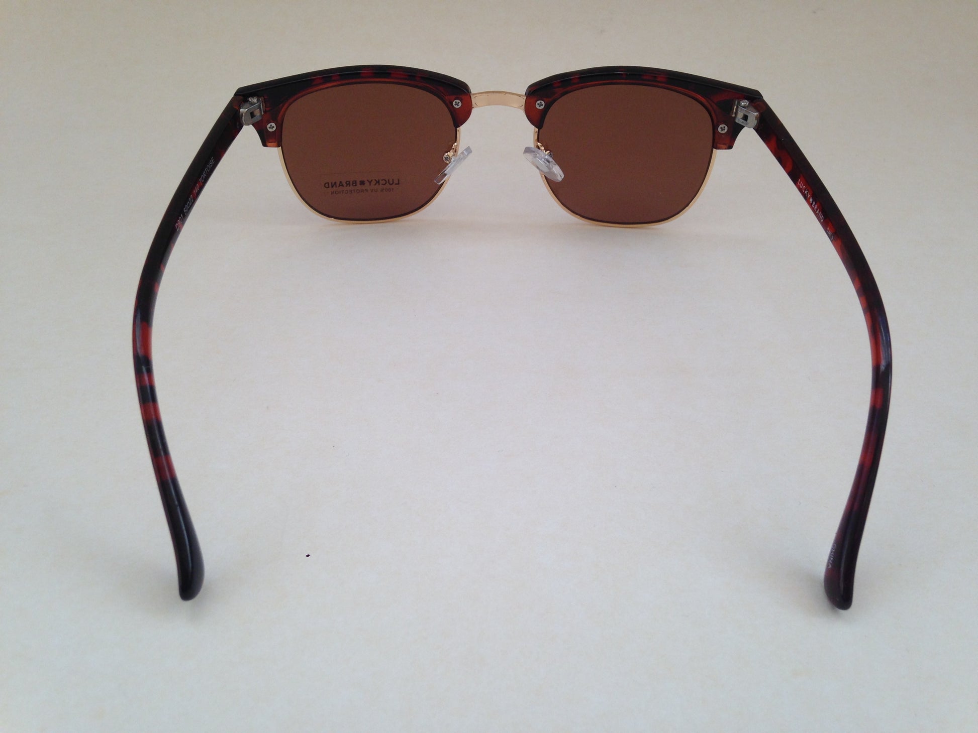 Lucky Brand Mens Club Sunglasses D901 Square Horn Rim Brown Tortoise Gold New - Sunglasses