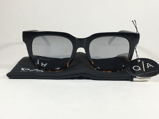 Quay Libre Sunglasses Square Black Gloss Tortoise Silver Gray Mirror Lens Qu000158 Tort/slv - Sunglasses