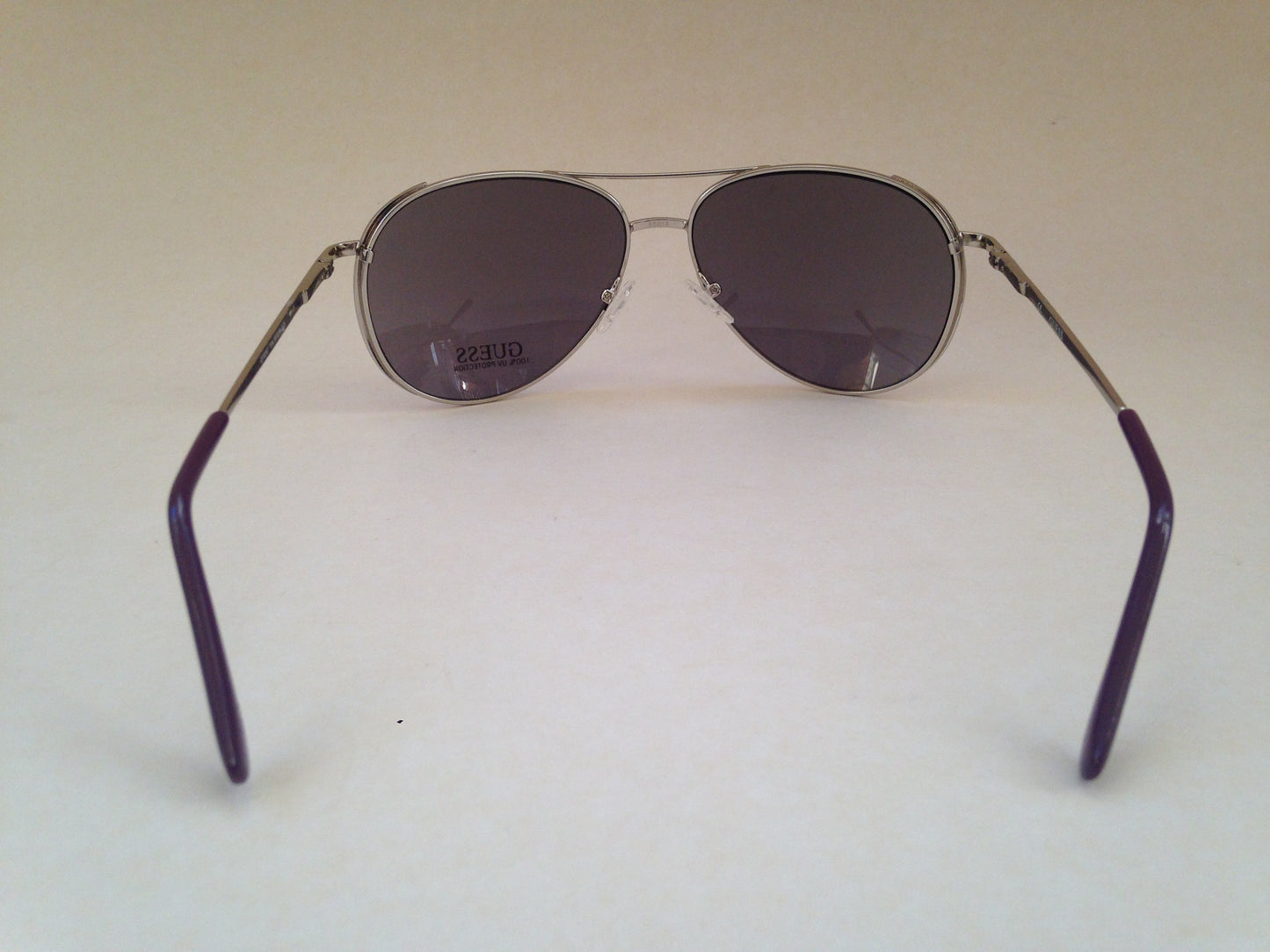 Guess Womens Aviator Sunglasses Gf0267 10A Silver Metal Frame Purple Gray Lens New - Sunglasses