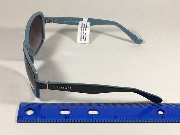Tommy Hilfiger Alma Sunglasses Two Tone Black Light Blue Frame Smoke P